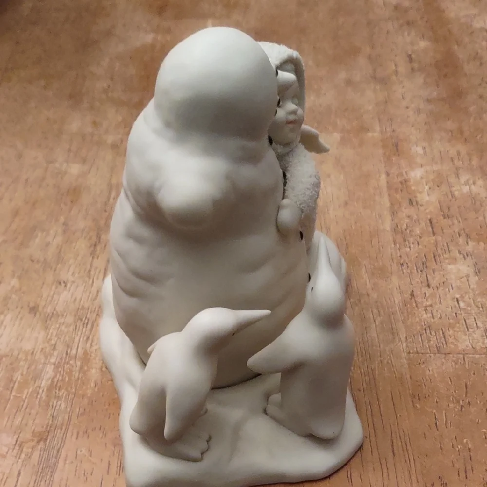 Department 56 Ivory Snowman with Child and Penguins 